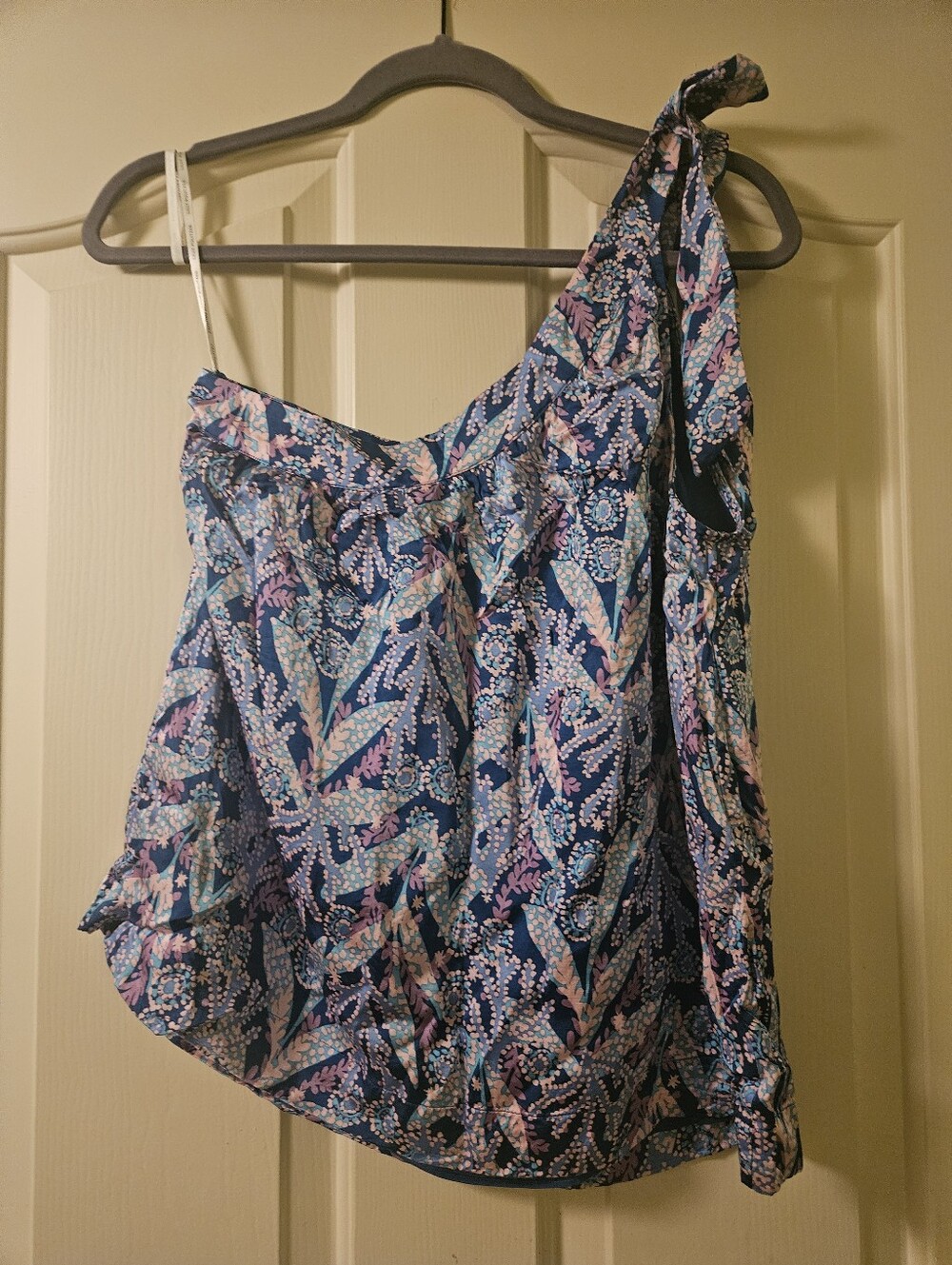 Lilly Pulitzer Navy One-Shoulder Floral Tie-Strap Top